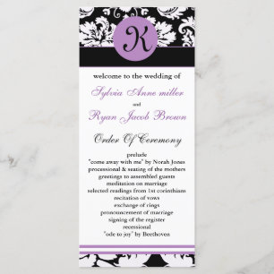 programme monogramme violet mariage damassé