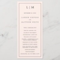 Monographie rose pâle simple Mariage élégant