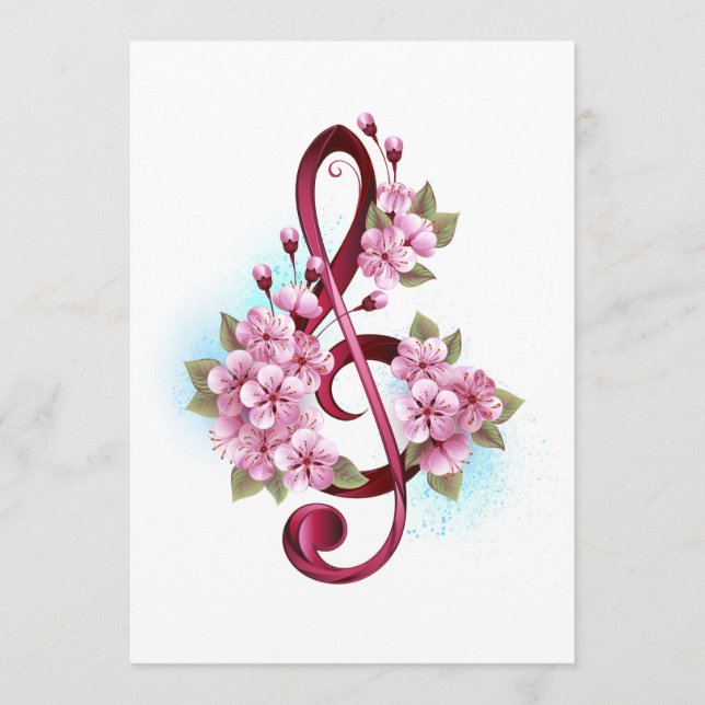 Programme Musical treble clef notes with sakura flowers (Devant)