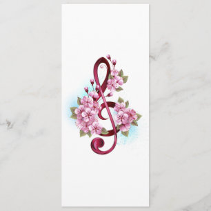 Programme Musical treble clef notes with sakura flowers
