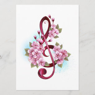 Programme Musical treble clef notes with sakura flowers
