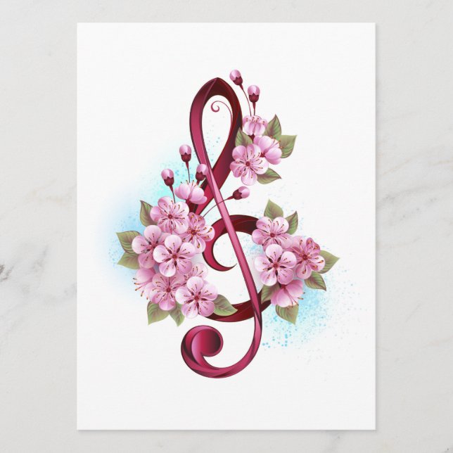Programme Musical treble clef notes with sakura flowers (Devant)