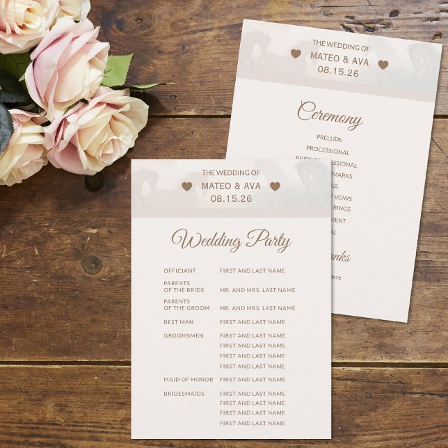 Programme Nature Chevaux Mariage Custom (The front and back of the Nature Horses Full Wedding Program)