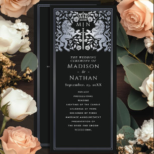 Programme Noir et argent Royal Lion Mariage médiéval d'épée