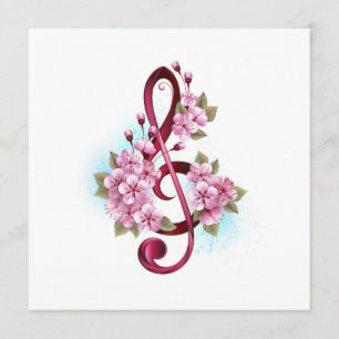 Programme Notes de clef musicale en treble avec des fleurs S