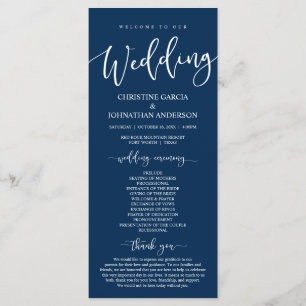 Programme Notre cérémonie Mariage, Classy Navy Blue
