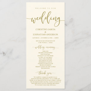 Programme Notre cérémonie Mariage, Elegant Classy Gold