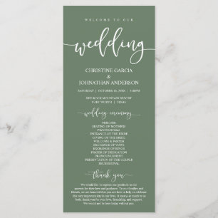 Programme Notre Cérémonie Mariage, Elegant Sage Green