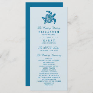 Programme Ocean Sea Turtle, Sea Blue Beach Wedding Program
