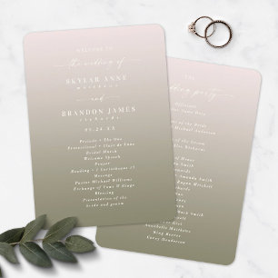Programme Ombre Blush Pink & Green Mariage Ceremony Programm