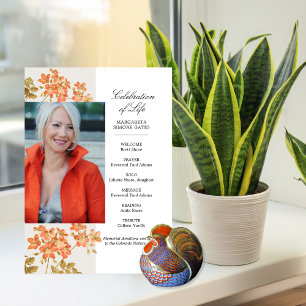 Programme Orange Fleurs Celebration of Life Flat Program