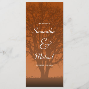 Programme orange rustique de mariage de chêne