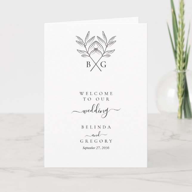 Programme Ordre de service de mariage à monogramme minimalis (Devant)