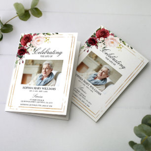 Programme Ordre des funérailles Floral Memorial Program