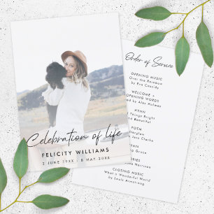 Programme Ordre funéraire du service Célébration de la vie