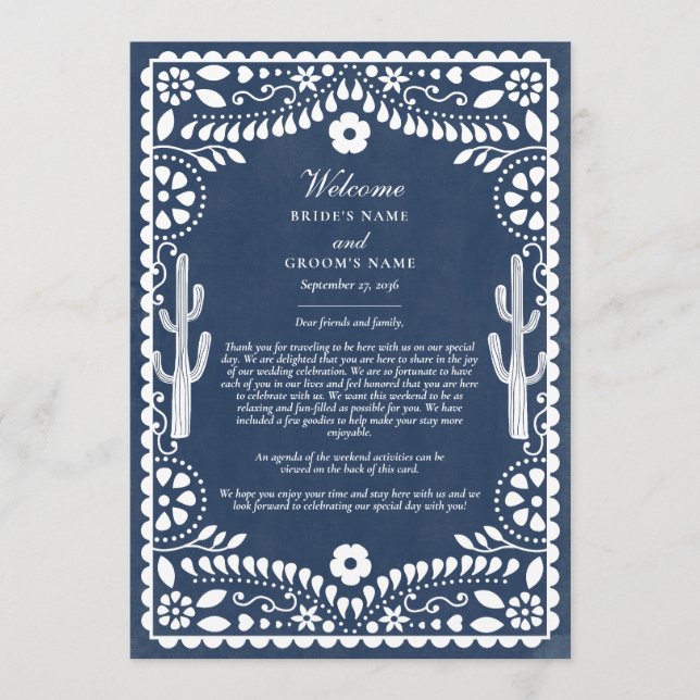 Programme Papel Picado Boda Mexican Wedding Itinerary (Devant)