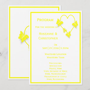 Programme Papillons de couleur jaune Mariage de conception c