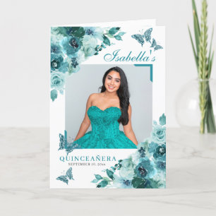 Programme Papillons turquoises floraux Quinceanera Tiara