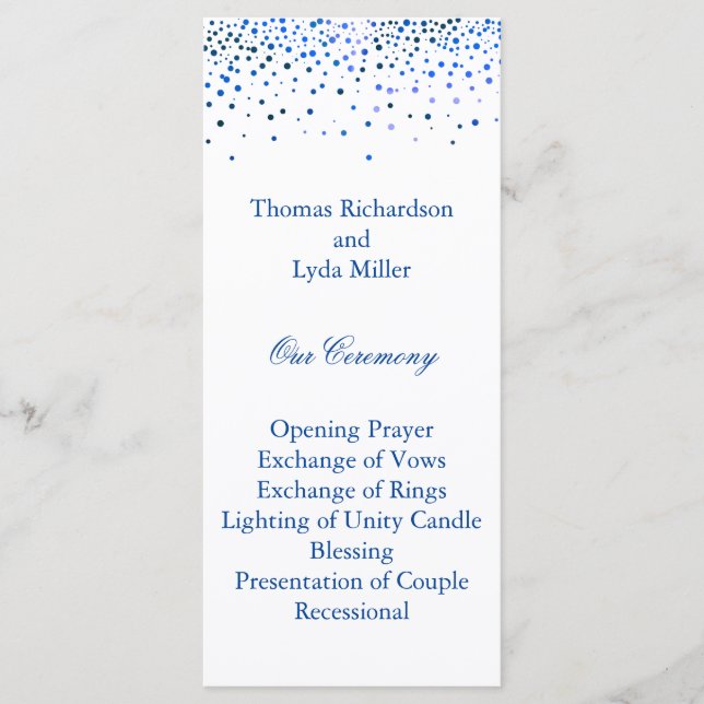 Programme Parties scintillant Bleue Confetti Faux Foil Progr (Devant)