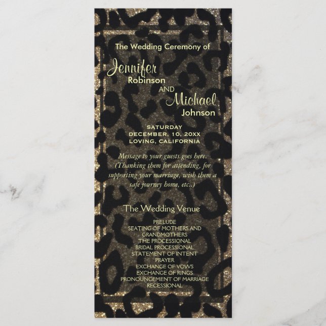 Programme Parties scintillant noire et or (Devant)