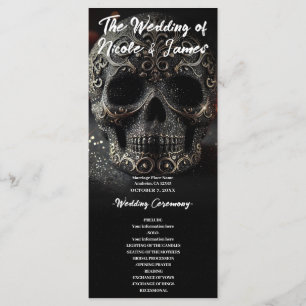 Programme Parties scintillant noire Glam Sparkle Skull Weddi