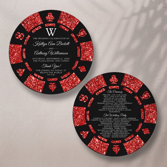 Programme Parties scintillant rouge Monogram Poker Chip Casi (Créateur téléchargé)