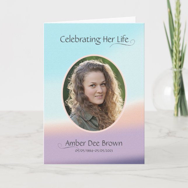 Programme Pastel Photo Funérailles nécrologie Plier Programm (Devant)