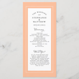 Programme Peach and White Mariage Service Ceremony Elegant