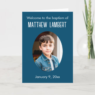 Programme Photo Bleu foncé Avant Polka-Dot Baptême plié