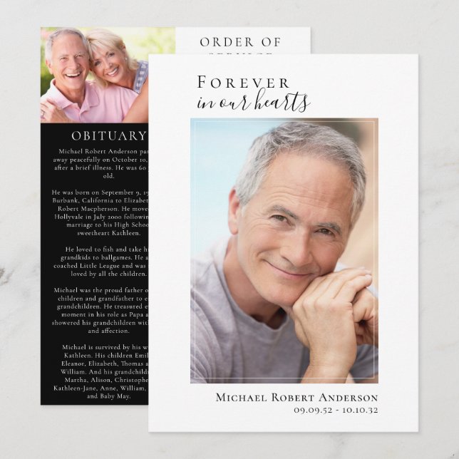Programme Photo Memorial Funeral Celebration of Life Program (Devant / Derrière)