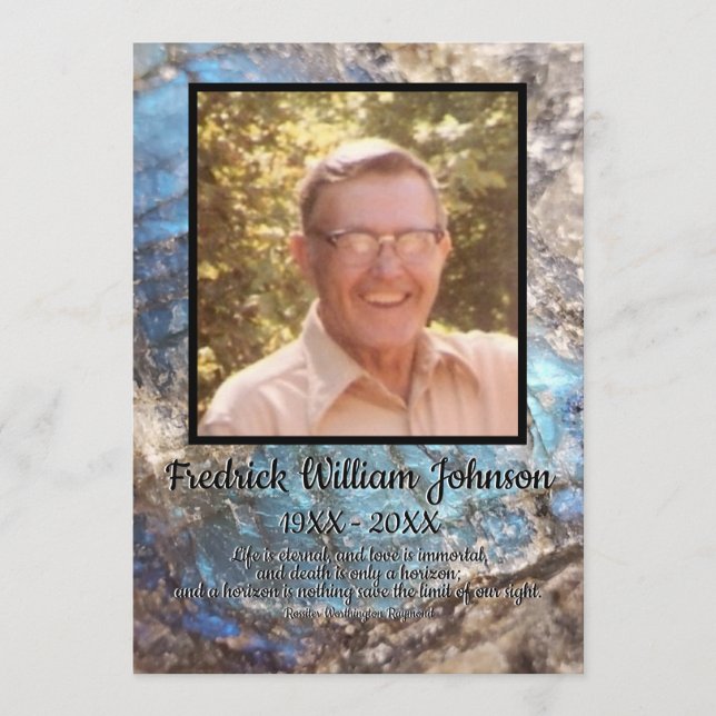 Programme Pierre de labradorite bleu avec citation et photo  (Devant)