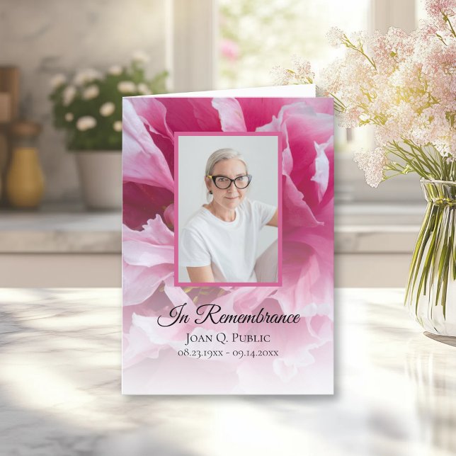 Programme Pink Peony Flower funeral Service Memorial Plier (Créateur téléchargé)