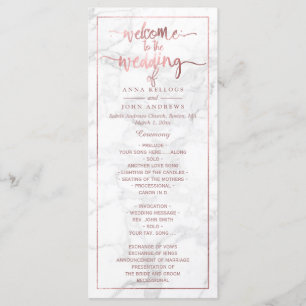Programme PixDezines Marble+Faux Rose Gold Wedding Program