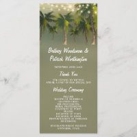 Plage Lumières Palm Tree Tropical Wedding Programm