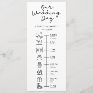 Programme plat du jour du mariage de montagne
