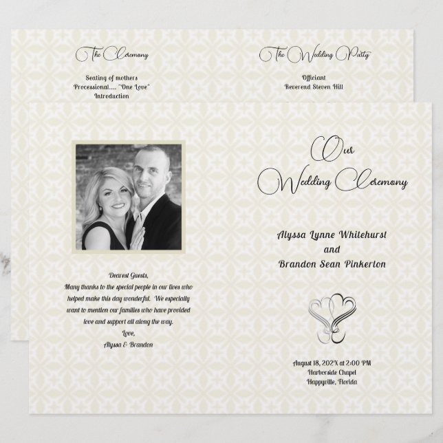 Programme plié de cérémonie de Mariage de photos (Devant / Derrière)