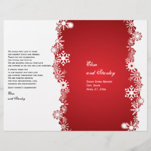 Programme plié de mariage blanc rouge Snowflake