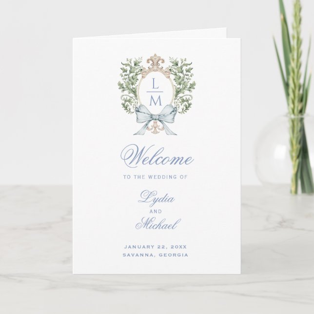 Programme plié de Mariage de monogramme de poitrin (Devant)