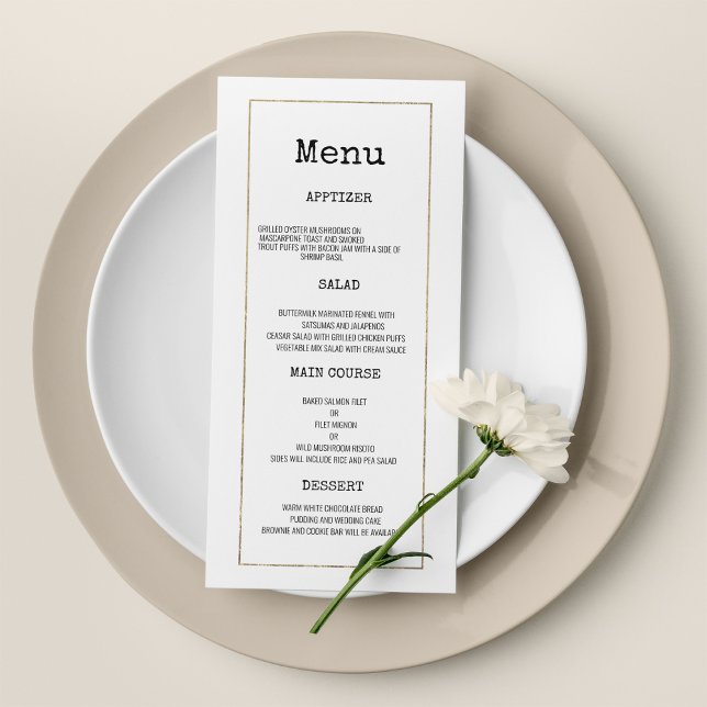Programme Police de machine à écrire en or blanc Mariage rus (White gold typewriter font rustic Wedding Menu)