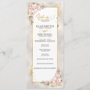 Programme Pony rose Floral Gold Script & Mariage de cadre