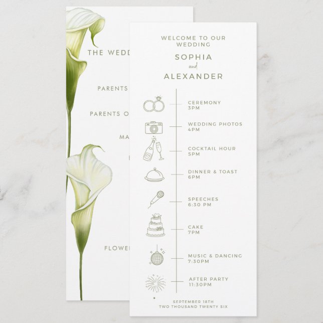 Programme pour un mariage moderne. (Devant / Derrière)