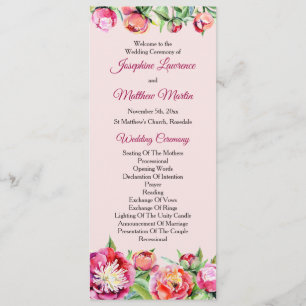 Programme Pretty Peonies Cérémonie Mariage florale