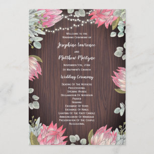 Programme Protea Eucalyptus illumine bois Mariage rustique
