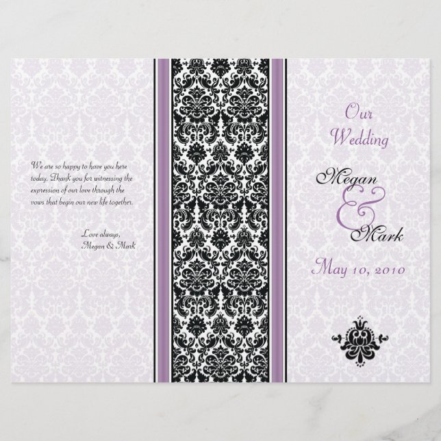 Programme Purple et Black Mariage damassé (Devant)