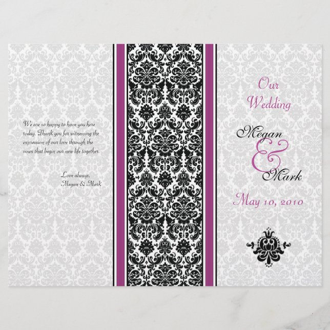 Programme Purple et Black Mariage damassé (Devant)