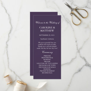 Programme Purple Minimaliste Simple Moderne Mariage élégant