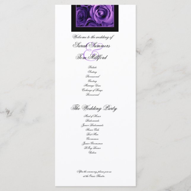 Programme PURPLE ROSES et PURPLE LACE Wedding Program (Devant)