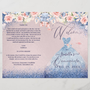 Programme Quinceanera Blush Floral Marine Parties 