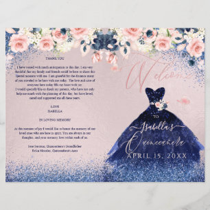 Programme Quinceanera Blush Floral Marine Parties