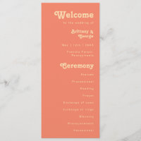 Rétro moderne | Coral Cream Wedding Program
